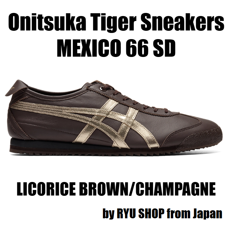 Onitsuka Tiger Mexico 66 SD Sneakers in Licorice Brown and Champagne