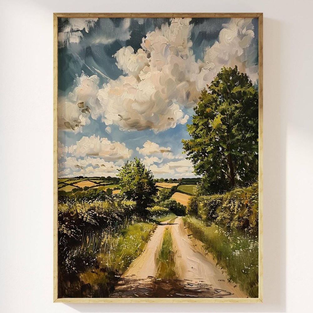 Serene Countryside Wall Art Print Featuring English Rural Landscape Nature Decor