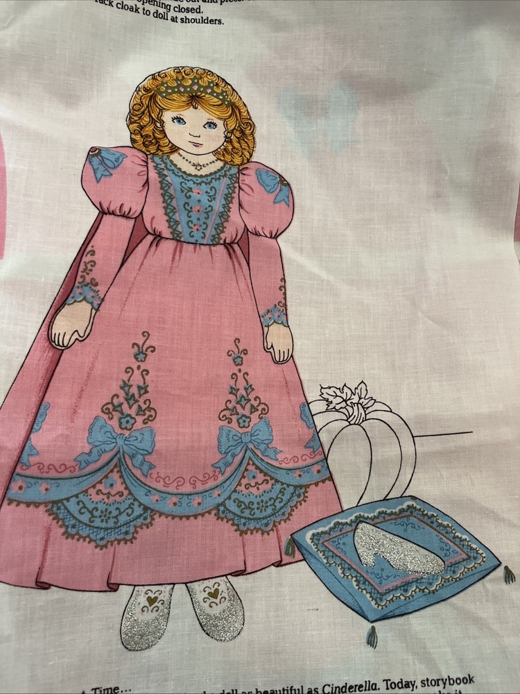 Cinderella Storybook Doll Fabric Panel VIP Cut and Sew Screen Print Darling