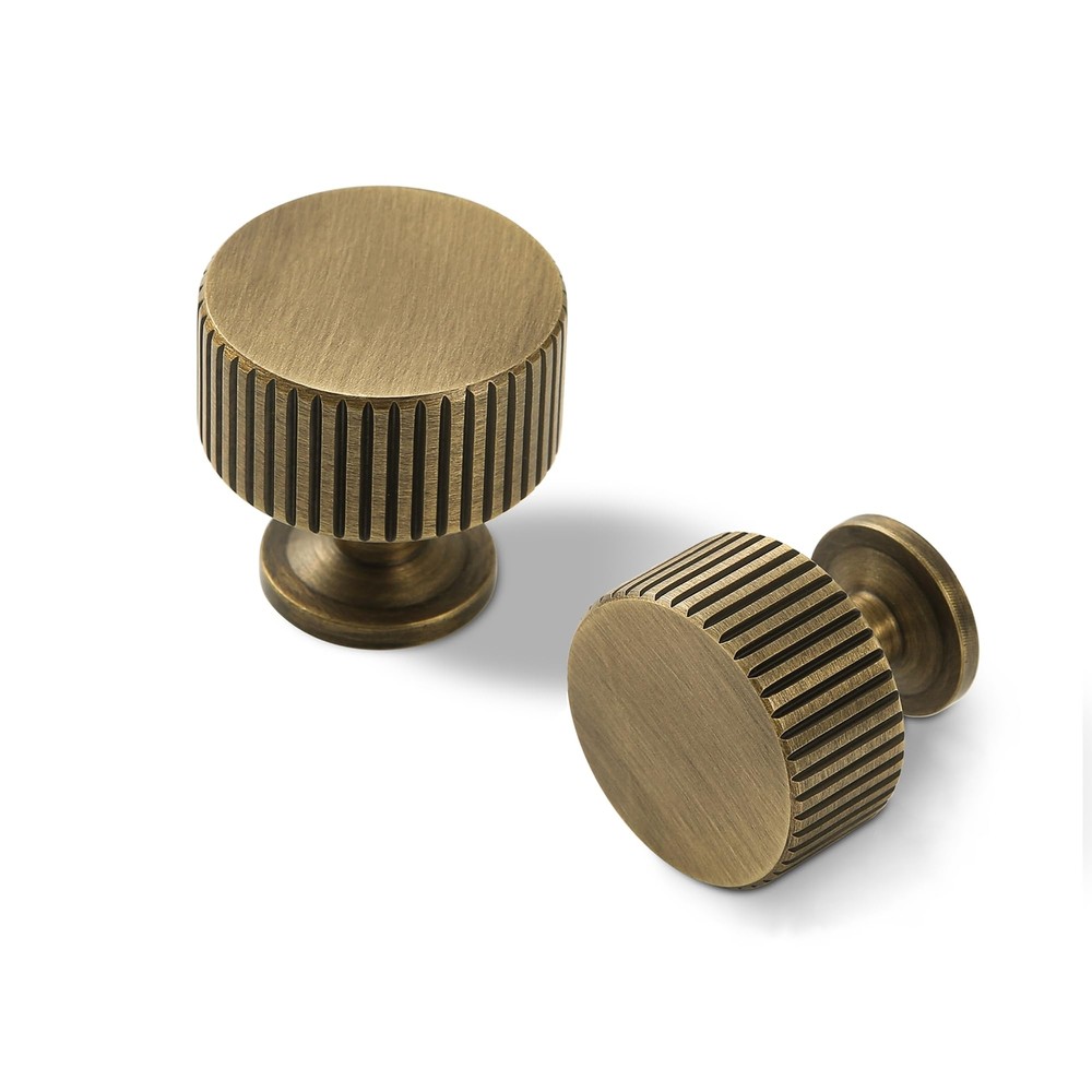 Antique Brass Cabinet Knob Set - 2 Pack Brushed Gold Dresser Drawer Pulls