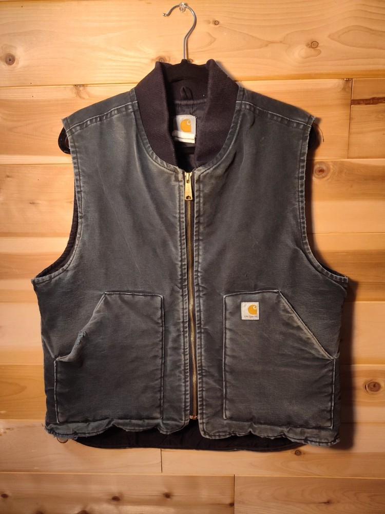 Vintage 90’s Carhartt Vest Insulated Faded Black Size XL USA