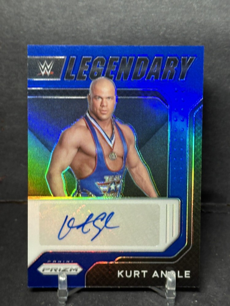 2022 panini prizm wwe kurt angle legendary blue auto /49
