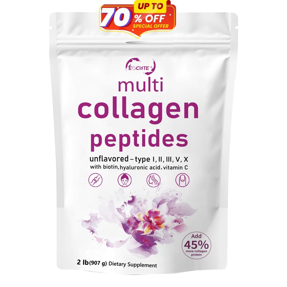 2 lb Multi Collagen Peptides Powder Hydrolyzed Protein Peptide Type I,II,III,V,X