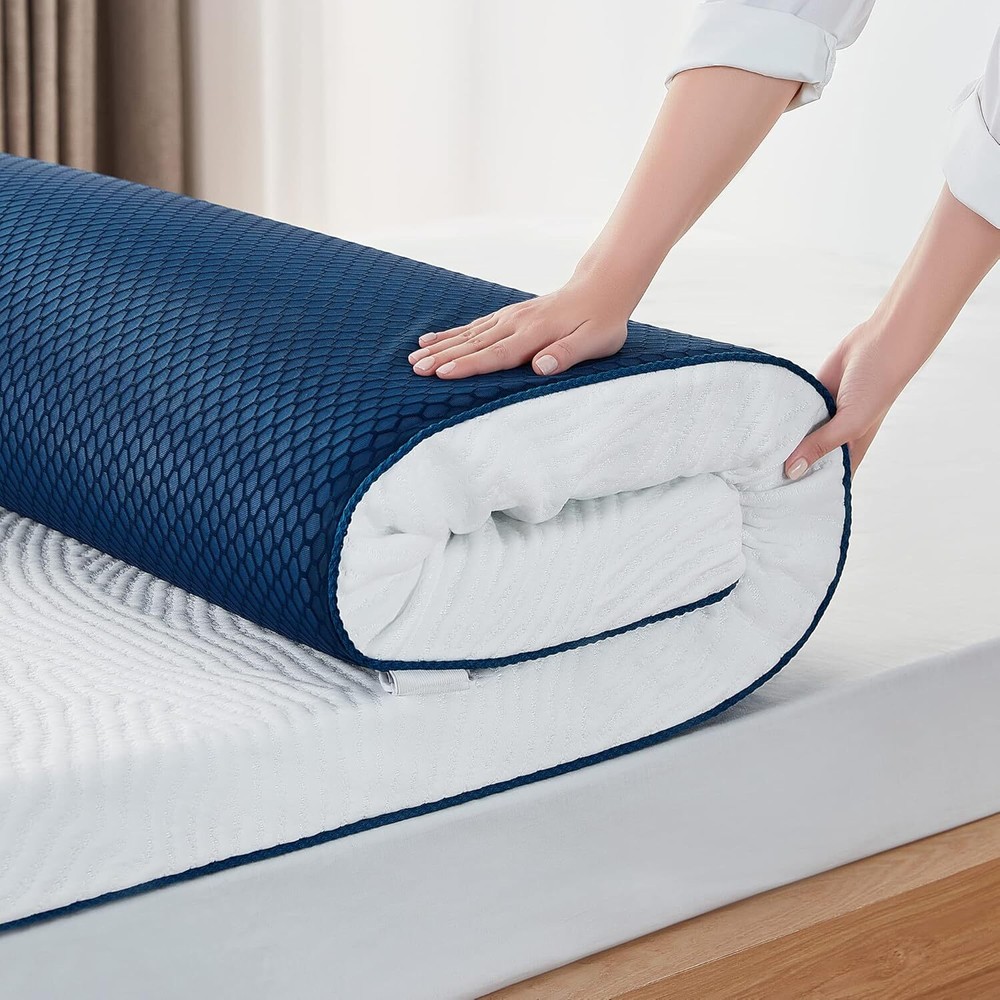 LINSY LIVING 3 Inches Cooling Gel Memory Foam Mattress Topper, Soft Bed Topper