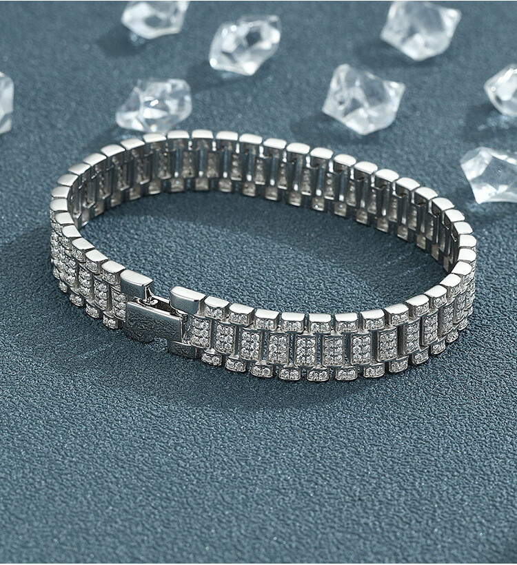 Moissanite Cuban Link Bracelet 925 Sterling Silver D/VVS1 Couple Gift