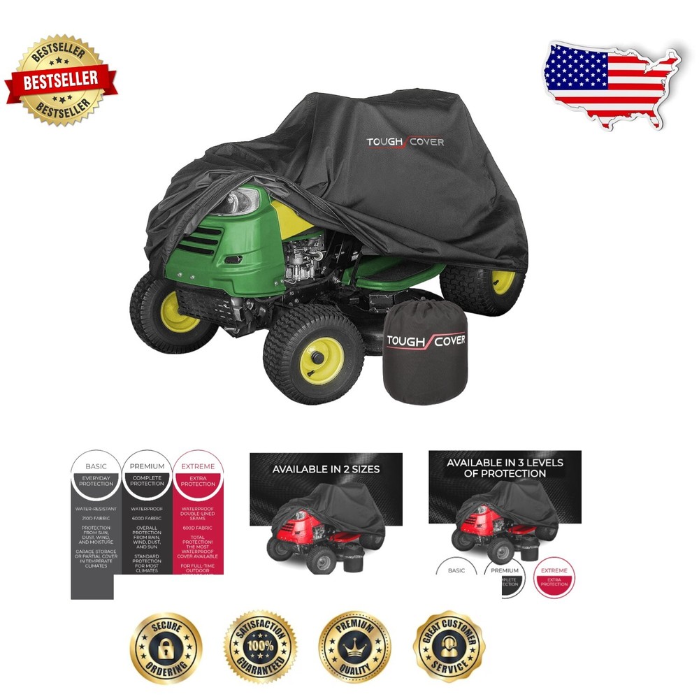 Universal Heavy-Duty 600D Mower Cover for Zero Turn & Riding Lawnmowers - Black