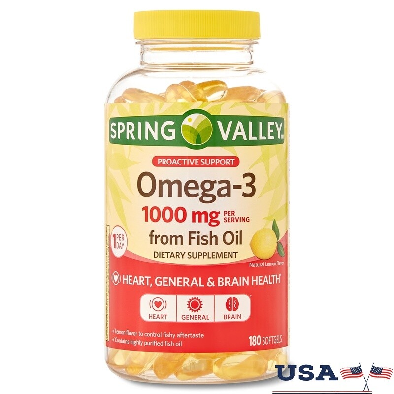 Omega 3 Fish Oil Soft Gels 1000mg Heart Health Immune Support 180 Count Health