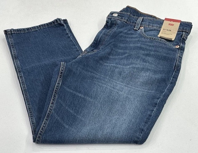 Levis 511 Mens Slim Fit Stretch Jeans Blue Size 40x30 Below Waist