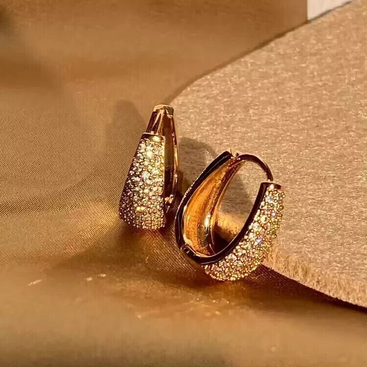 1.25 Ct Round Cut Simulated Diamond Hoop Earrings in 14k Yellow Gold