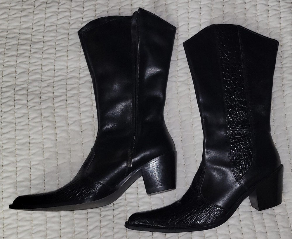 Stylish Women’s Leather Millo Western Cowgirl Boots Faux Croc Size 39