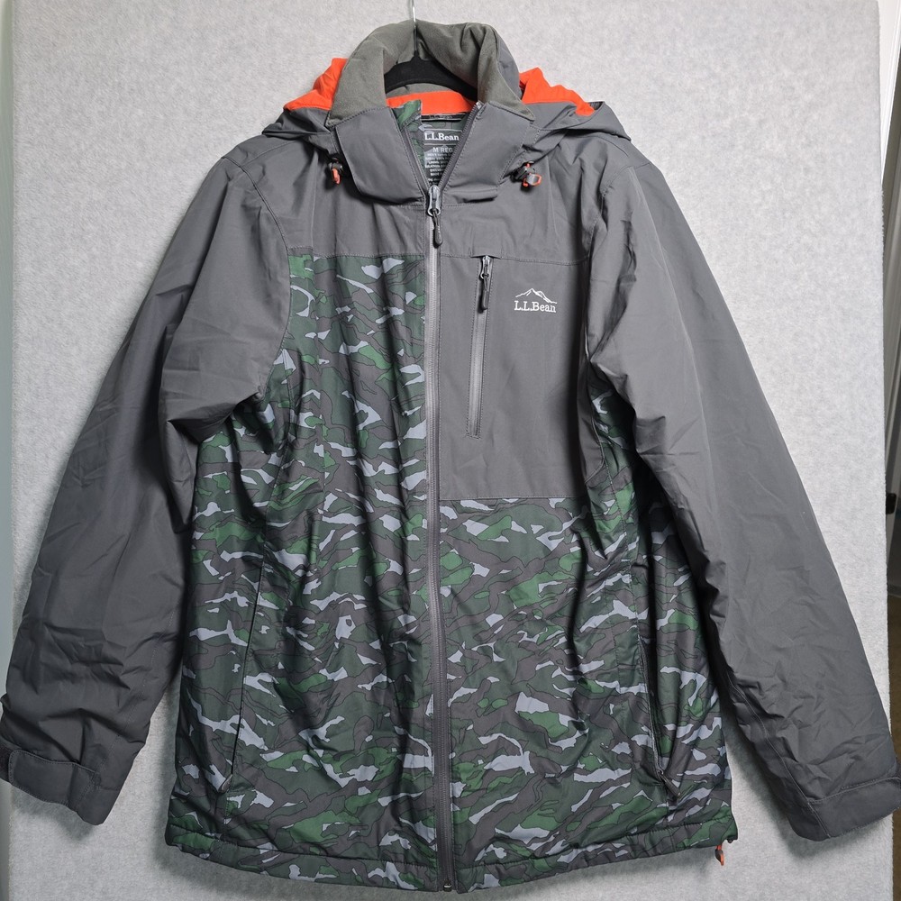 L.L.Bean Mens Camo Medium Hooded Winter Jacket Ski Snowboard Coat Thermore Pocke
