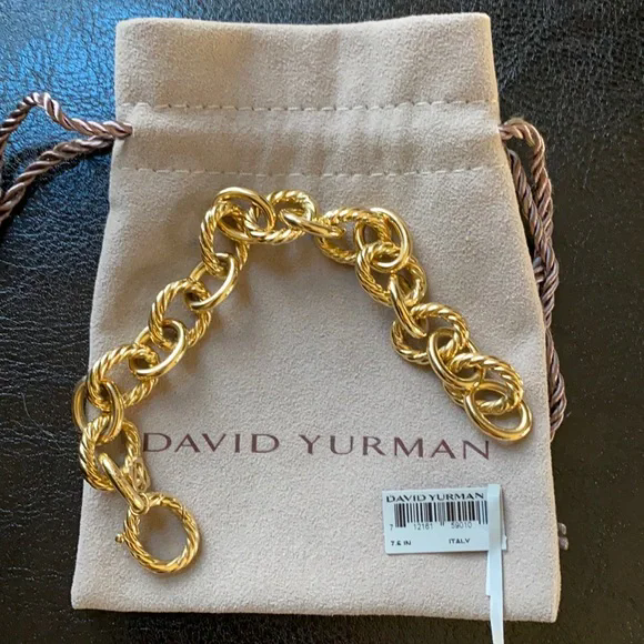David Yurman 18K Yellow Gold Chain Bracelet 21 cm