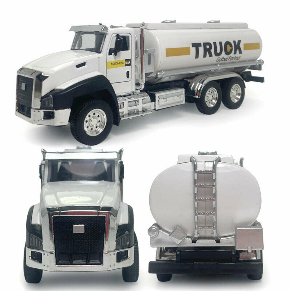 Alloy+PC Pull Back Tanker Trailer Truck Model Car Diecast Kids Toy Vehicle 1/50[