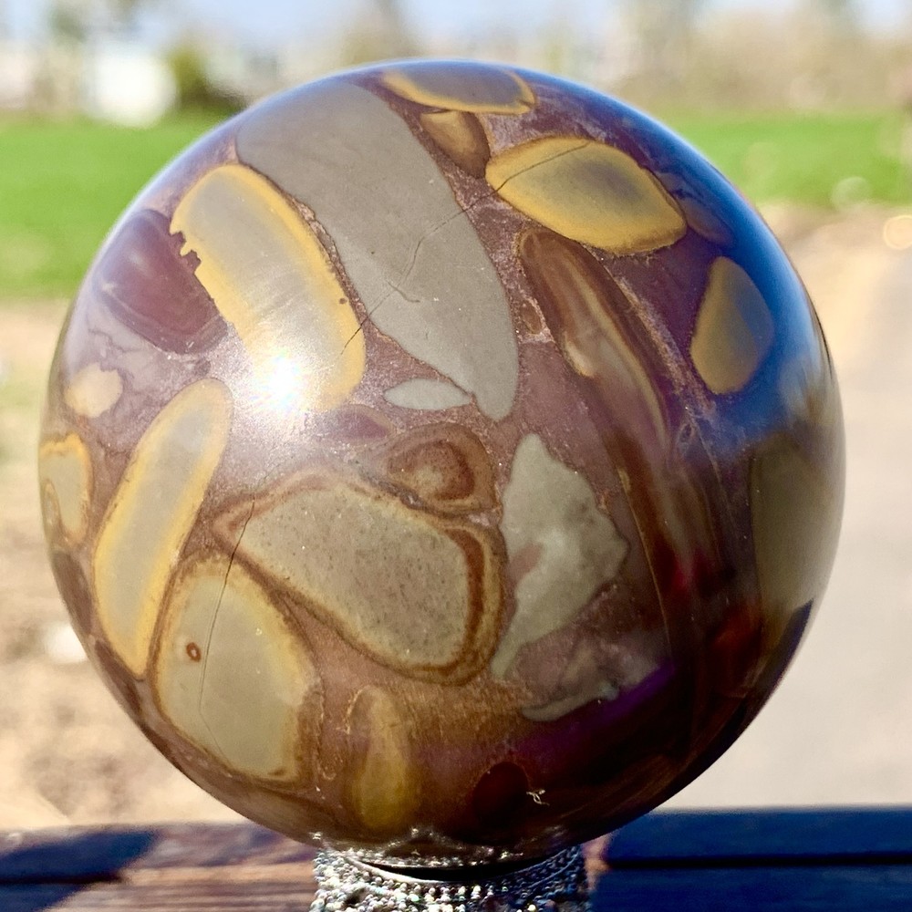 276G Natural bamboo leaf stone quartz sphere crystal ball spiritual healing