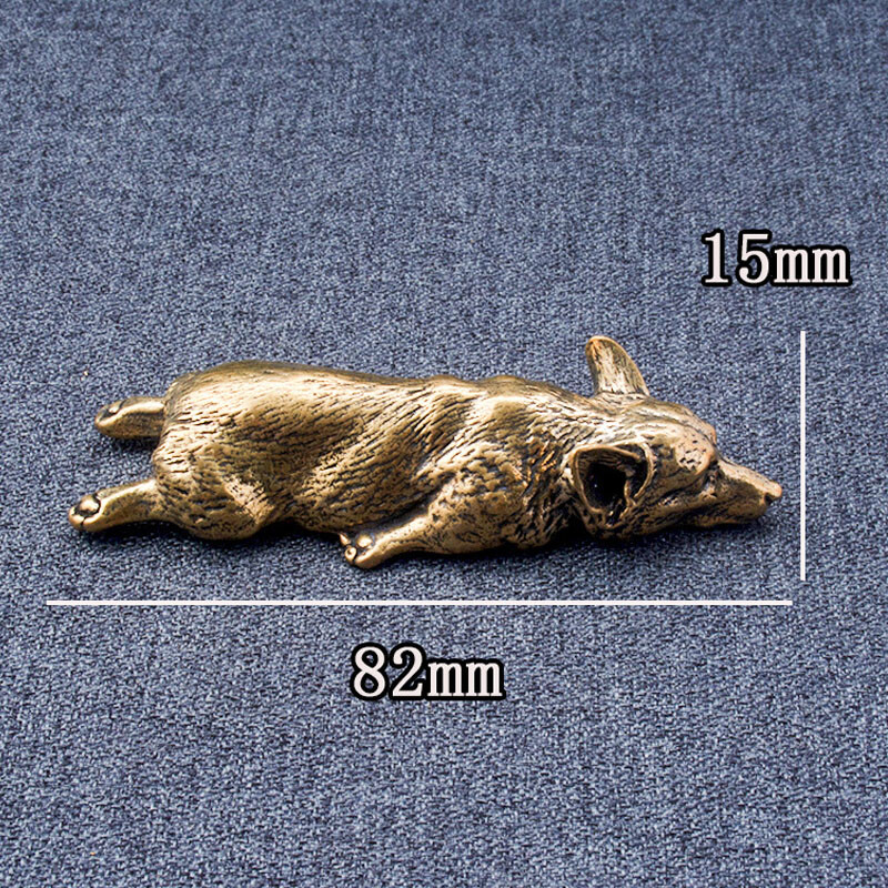 Brass Copper Puppy Miniature Figurines Solid Animal Dog Desktop Ornament US