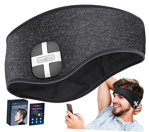 Bluetooth 5.3 Headband Headphones Built-in ENC Mic, Environmental Light Black