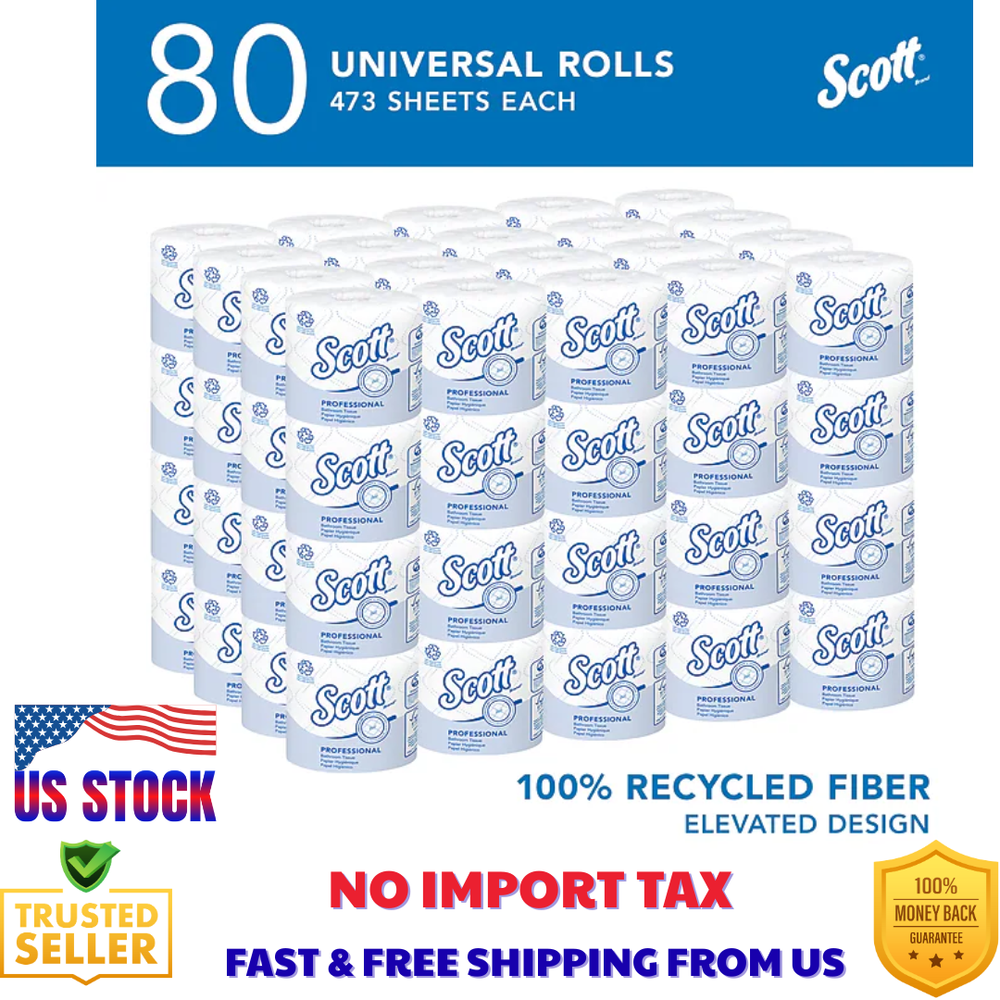 80 Rolls SCOTT Soft Toilet Paper 473 Sheets 2Ply NO CLOG SEPTIC SAFE Bulk Supply