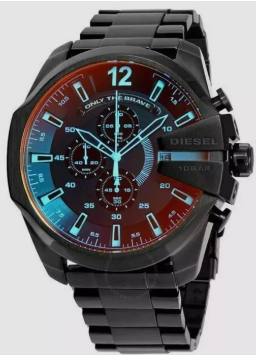 NEW GENUINE DIESEL MENS WATCH STAINLESS STEEL DZ4318 CHIEF MEGA BLACK ION PLATED