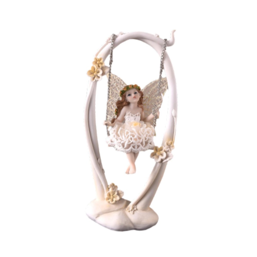 Swing Fairy Statue Resin Creative Sculpture for Office Bookshelf Living Room