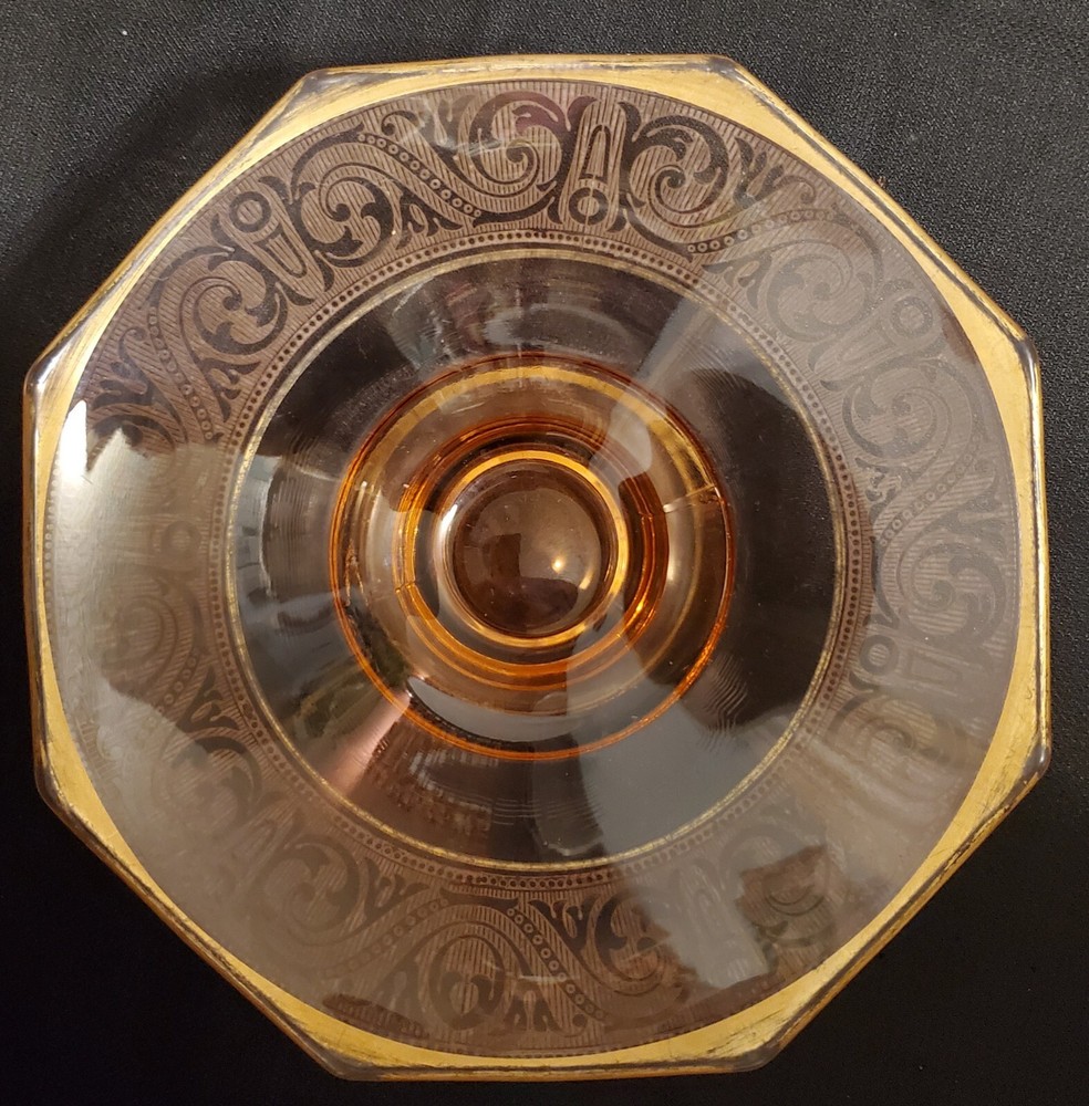 Vintage Depression Glass Candy Dish with Floral Design