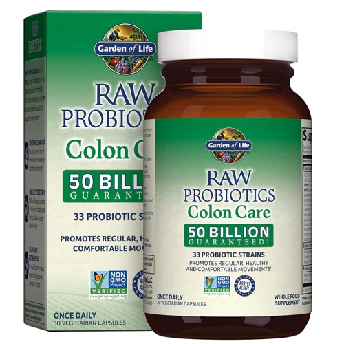 Garden of Life RAW Probiotics Colon Care Capsules 30ct for Digestive Health