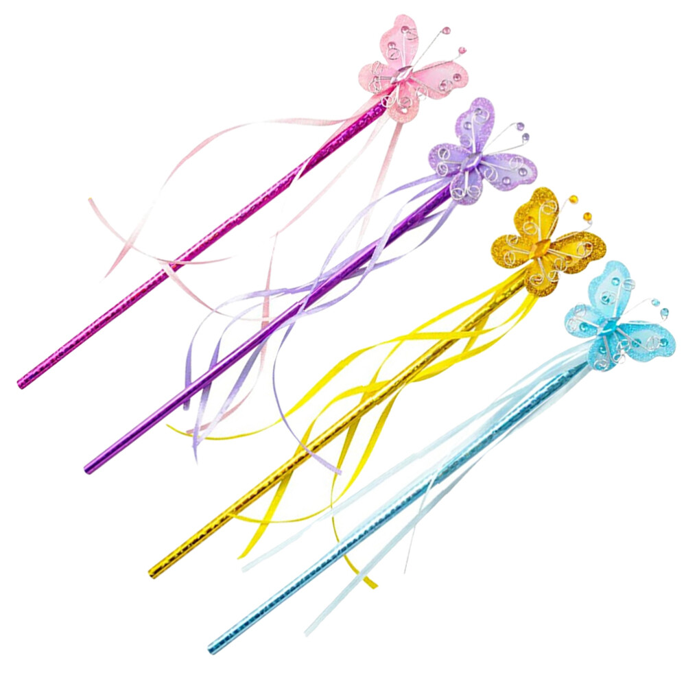 4PCS Glitter Butterfly Fairy Wands for Kids Party Favors  