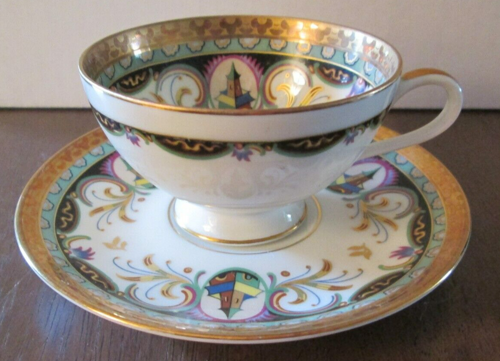 Unique Gorgeous Vintage Thomas Ivory Bavaria Germany Tea Cup And Saucer