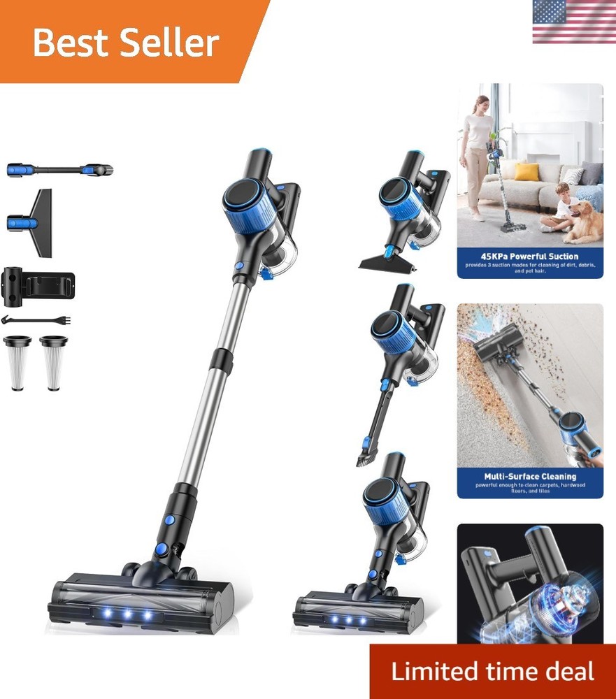 Powerful Cordless Stick Vacuum - 3 Suction Modes & 7-Stage Filtration System