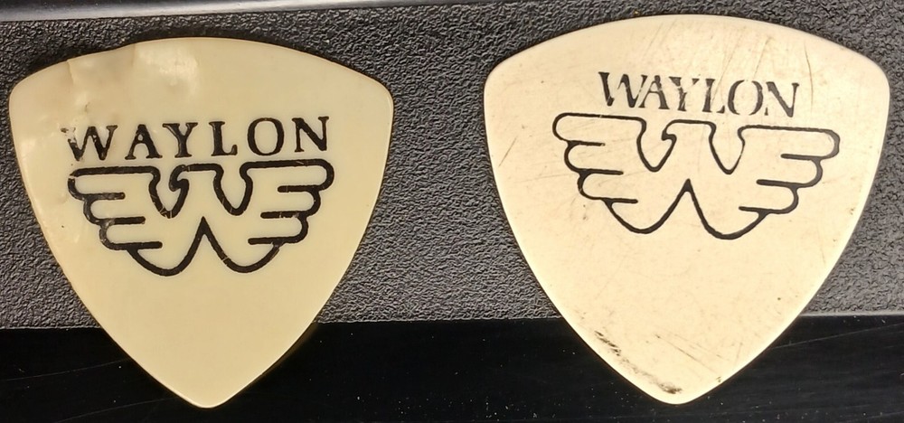 Waylon Jennings Vintage Guitar Pick LOT x2 - 1982 Tour ? VTG Collectible