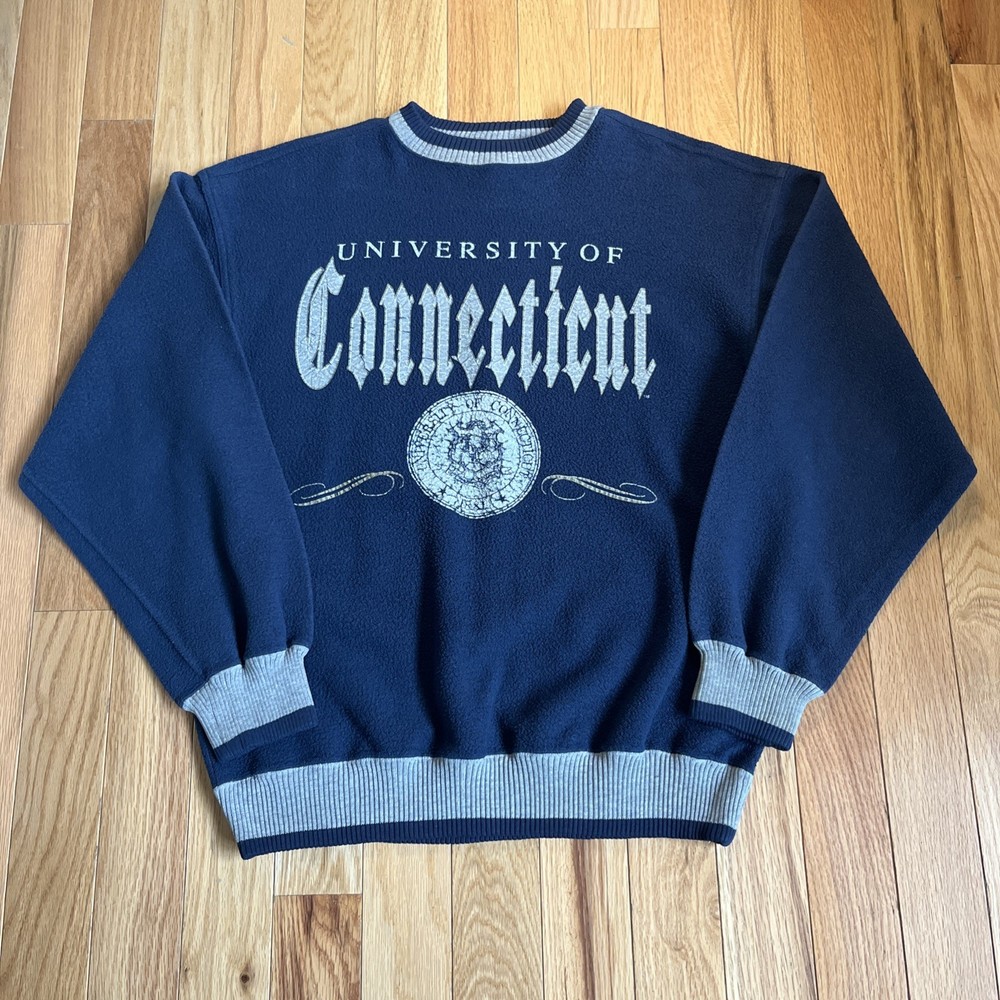 Vintage UConn Crewneck Sweatshirt Men’s Blue Size Large Savvy Trau & Loevner 90s