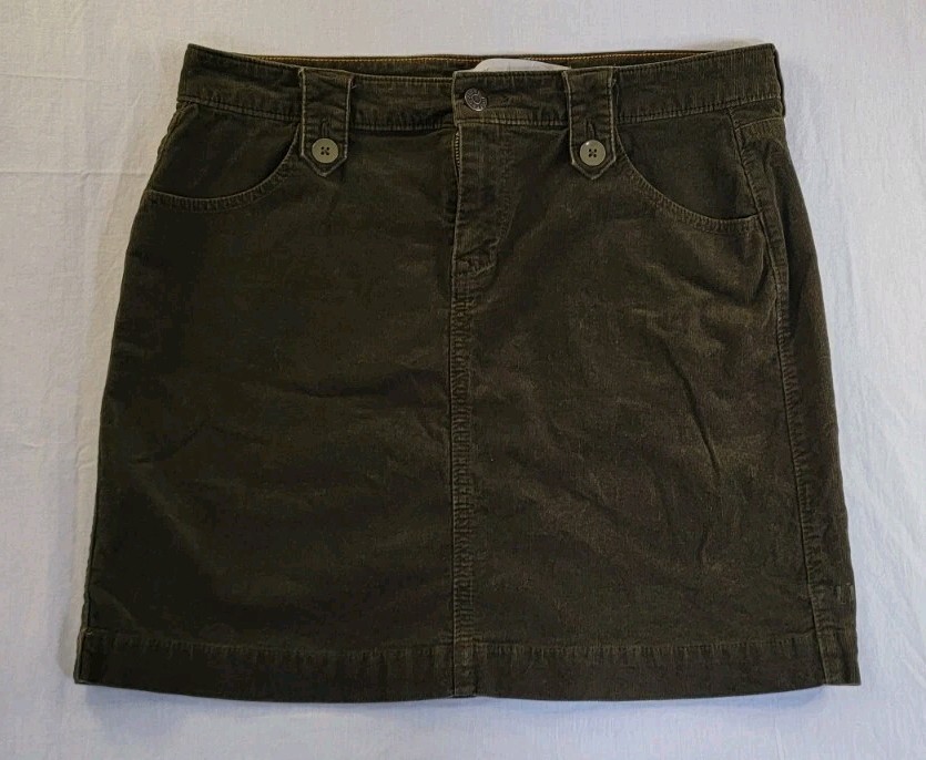 Vintage Old Navy Skirt Size 8 Reg W24 Women's Corduroy Dark Olive Y2K Classic