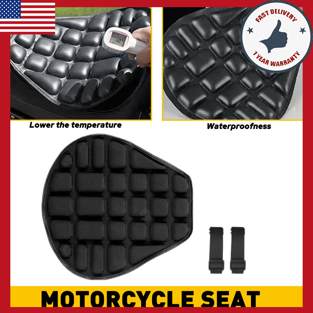 Black Lycra Comfort Seat Cushion Cover Shock Absorb Pad Fits For Motorcycle