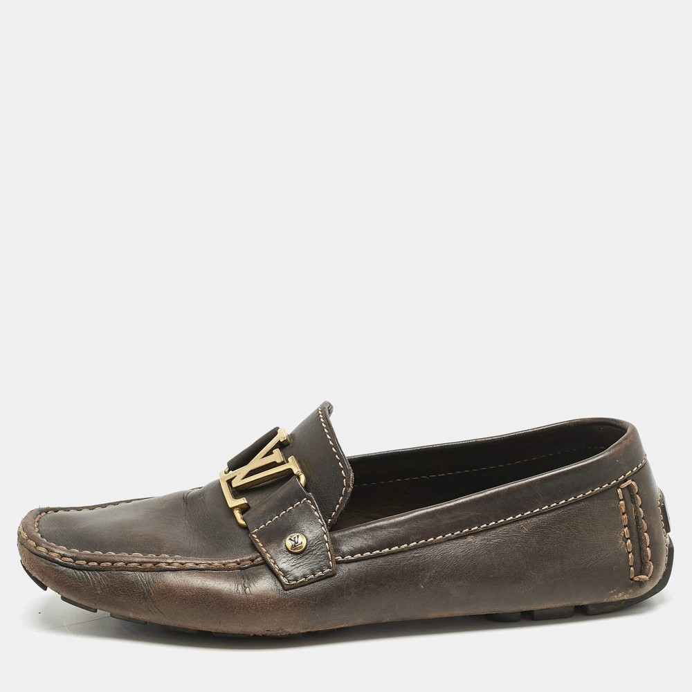 Louis Vuitton Brown Leather Monte Carlo Loafers Size 42