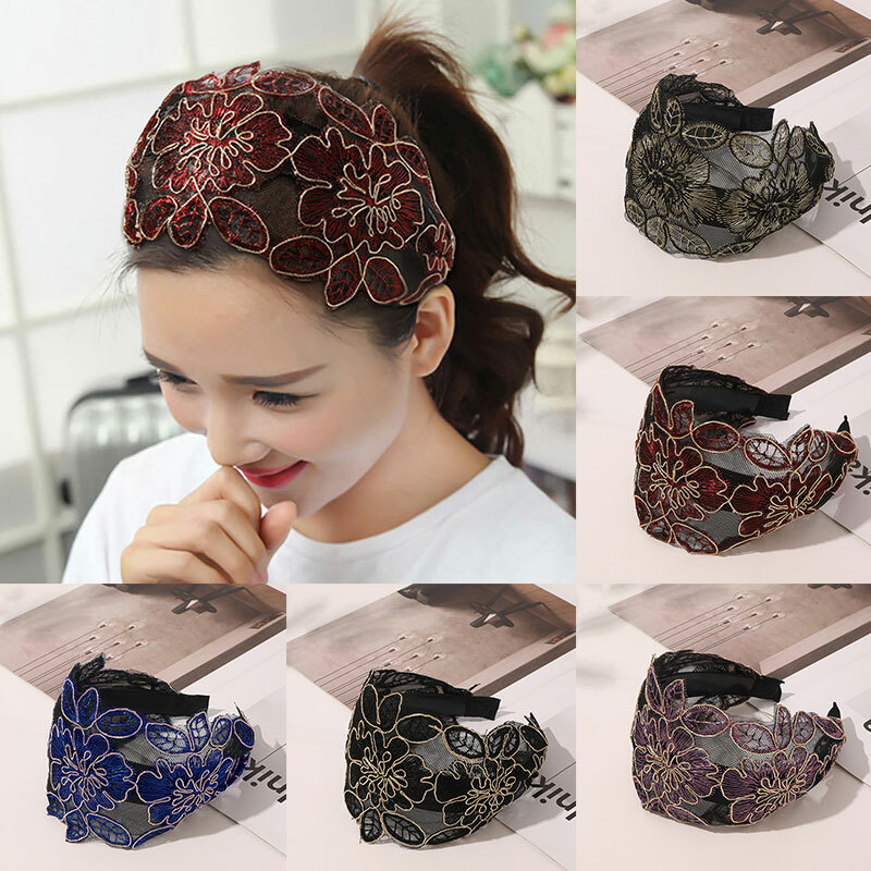 Fashion Women's Wide Headband Lace Mesh Hairband Hair Band Accessories Head Wrap