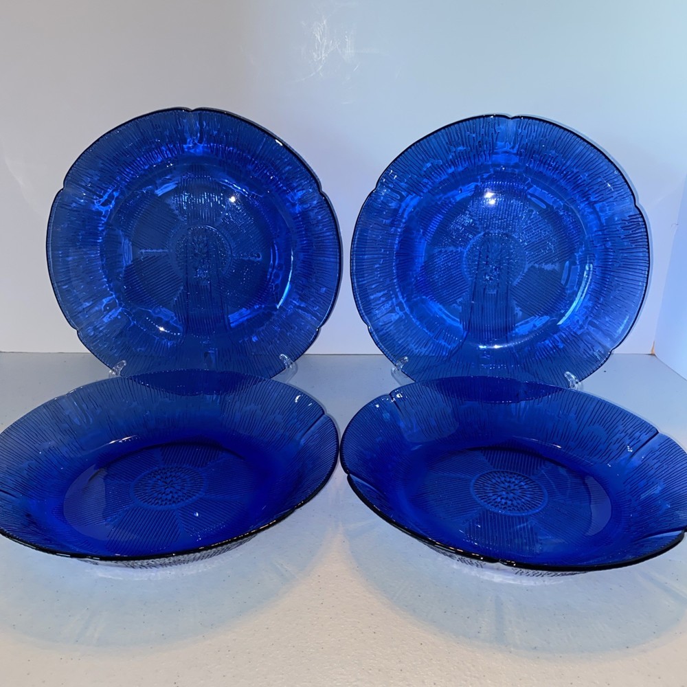 Forte Crisa FCG2 Mexico sunflower cobalt blue 8.5-inch glass soup coupe bowls set