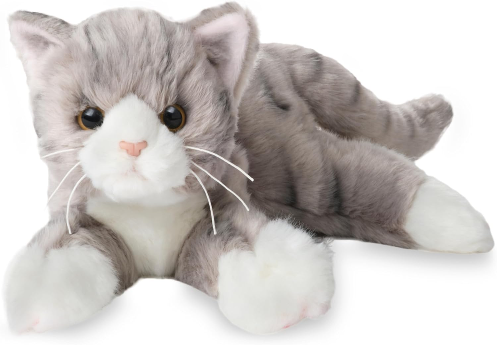 Socks Cat 15 Inch Plush Cat - Stuffed Kitty Grey Cat Stuffed Animal