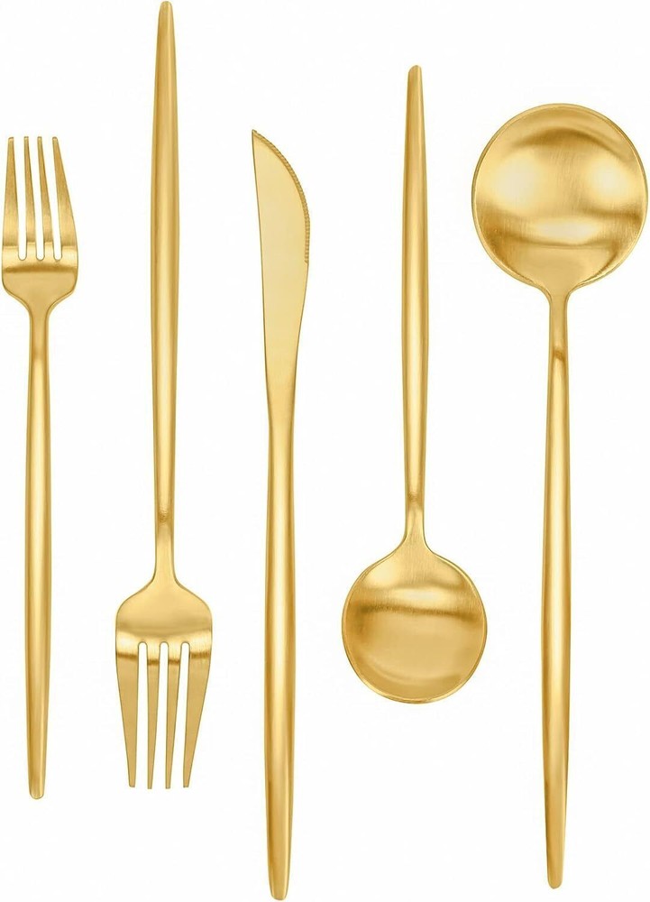 Matte Gold Stainless Steel Flatware Set 30-Piece Silverware Collection