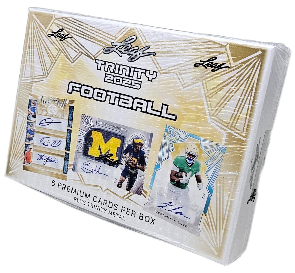 2025 Leaf Trinity Football Factory Sealed Hobby Box 7 Premium Cards Per Box