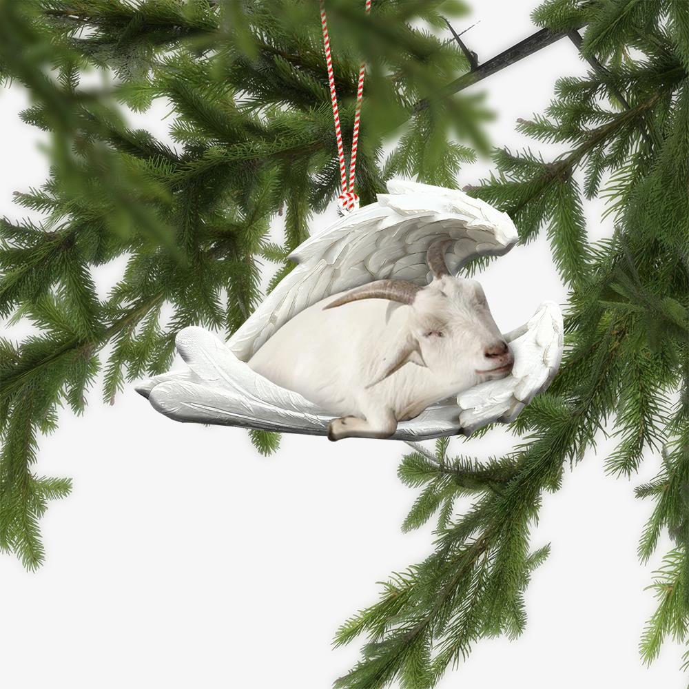 Lovely Goat Sleeping Angel Wings Car Ornament  Goat Christmas Ornament Xmas Gift