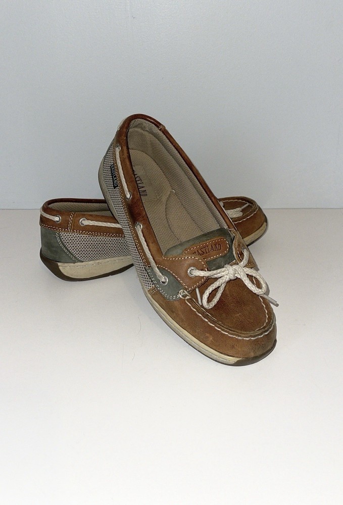 Women’s Eastland Shoes Size 8M Brown Leather Boat Shoes Loafers Slip On Casual