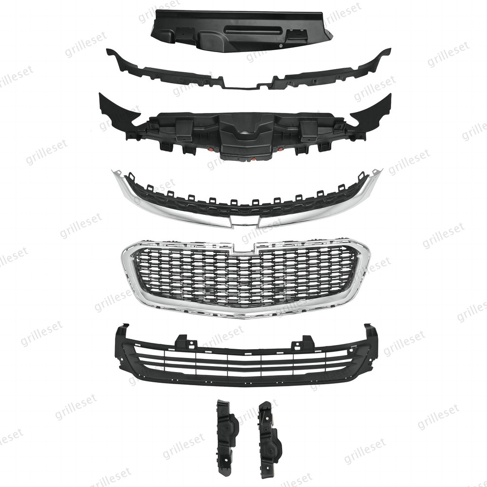 For Malibu 2014-15 8PC Upper/Lower Chrome Grille Mesh and Radiator Air Deflector