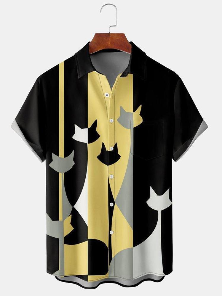 Menx27s Short Sleeve Hawaiian Shirt With Chest Pocket