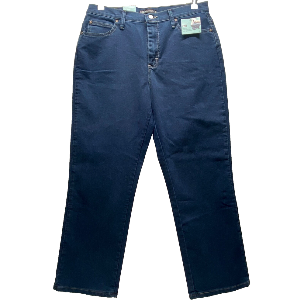 Lee Women's Relaxed Flex Stretch Jeans Sz 12 Short Dark Wash NWT Premium Denim