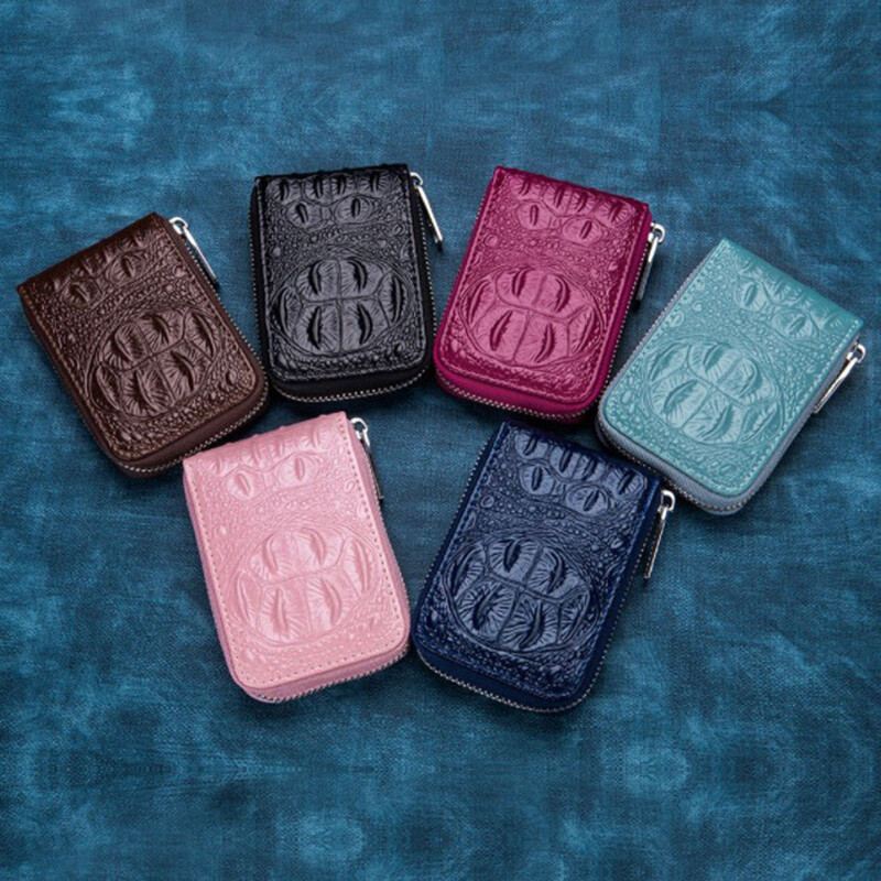 RFID Blocking Genuine Leather Women's Wallet with Multi-Card Slots and Zip Purse