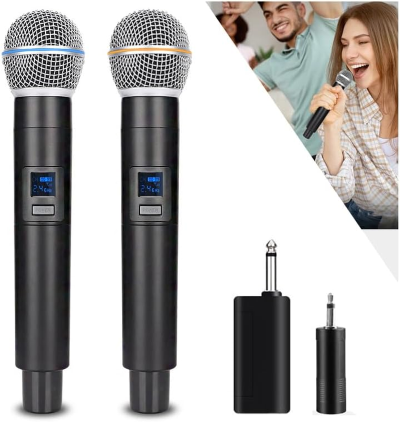 2.4G Wireless Dual Karaoke Microphones with Dynamic Sound