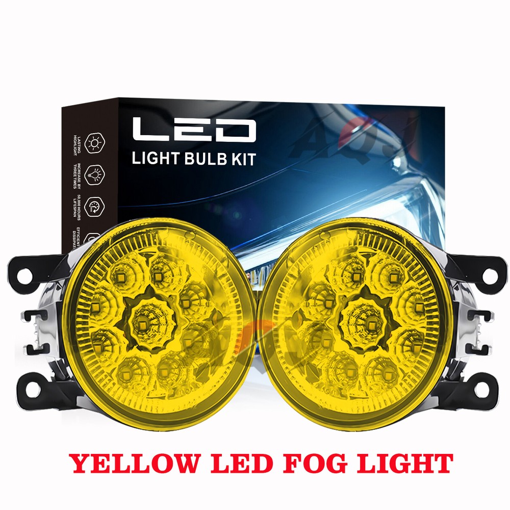 Pair Front Bumper Yellow LED Fog Light Driving Lamp For FORD MUSTANG 2015-2017