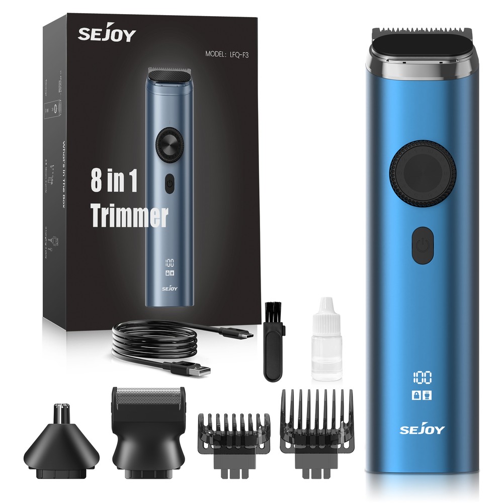 8in1 Cordless Hair Clipper & Beard Trimmer Professional Grooming Kit with Multiple Attachments
