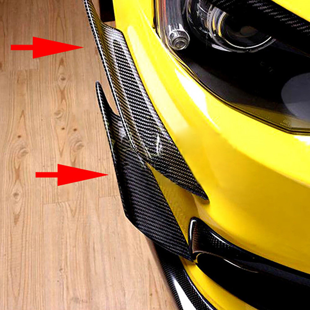 4x Carbon Fiber Bumper Fin Canard Splitter Diffuser Spoiler Lip Car Accessories