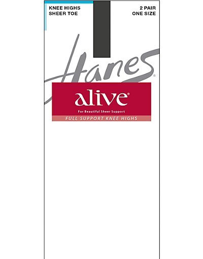 Hanes Alive Full Support Sheer Knee Highs 2-Pack All Day Comfort Cool Sheer Toe