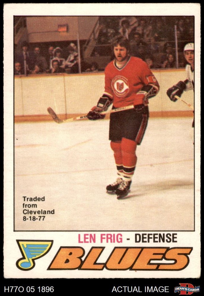 1977 O-Pee-Chee #384 Len Frig Blues 5 - EX
